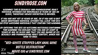 Blonde lady destroys anal with bottle in public