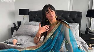 Pakistani bhabi aaliyah yasin fucks her shaved pussy whilst speaking urdu, her shaved pussy getting wetter with each thrust