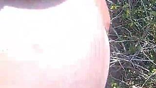 Intense amateur blowjob and doggy fuck with cum in mouth outdoors