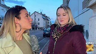 kelly and pam, beautiful european women with huge tits, passionately share one hard cock in ffm group fuck