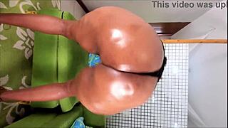 Curvy woman performs soft twerking dance