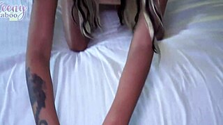 Gia dibella takes seth brogan's huge cock in a creampie session on the bed