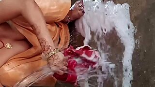 Beautiful Indian Village Bhabhi Bathroom Pissing Porn with Bath
