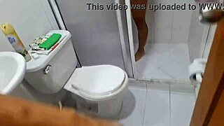 I Masturbate Watching My Stepsister Shower She Discovers Me and Gets Hot with My Cock