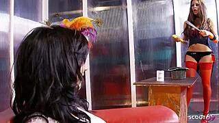 Three Big-Tit MILFs in Lingerie Engage Intense Lesbian Threesome with Dildo