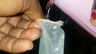 preparing my penis with ice for pussy pounding.