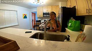 Latina Babe Spreads for Quickie Squirting with Big Black Cock