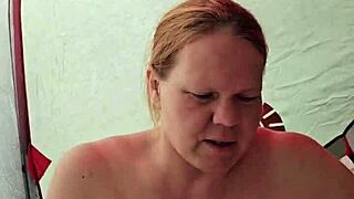 sneaky creampie happens in the camping tent with big tits milf.