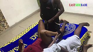 Threesome group fucked on bed with husband and his friend