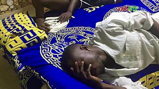 Threesome group fucked on bed with husband and his friend