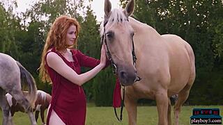 gorgeous redhead milf heidi romanova poses outdoors solo