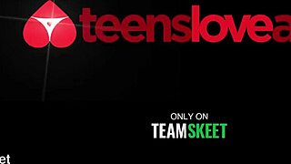 teasing little stepsister gets tight ass stretched until cum on face