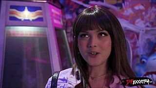 big black cock fucks teen in arcade