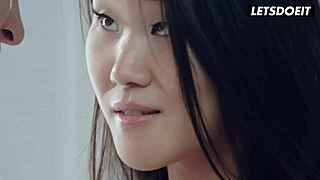 Asian teen's deep pussy orgasms: from lover's tongue or riding cock?