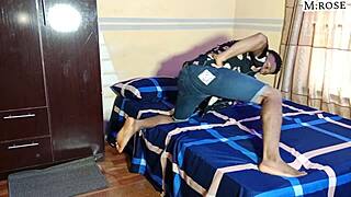 Curvy ebony teaches quickie sex in bedroom