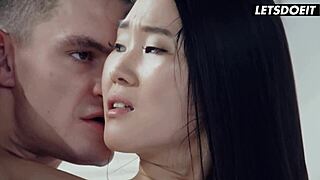 Asian teen's deep pussy orgasms: from lover's tongue or riding cock?