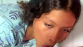 Petite girl fucks a black cock and gets covered in cum