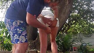 Wow, Homemade Mutual Masturbation Outdoors With Blonde Babe In Skirt Cumming On Her Pussy!