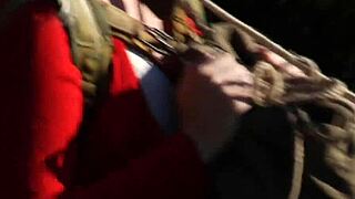 Bent over woman disciplined and touched by dominant lady