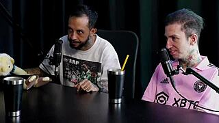 Latina Alice Vasconcelos sensualizes on stripper, showing big tits after admitting she turns bisexual when filling ass with drink - sheer red