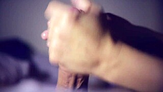 intriguing massage turns into handjob leading to cumshot in pov