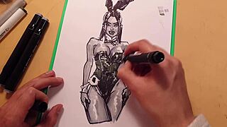 Quick Sketch of Sexy Girl in Latex Outfit