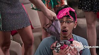 Intense Panty Sniffer Finds Ecstasy in Milf Orgy