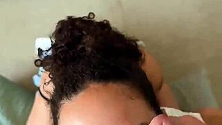 Brunette nasty Latina swallows every drop in deepthroat POV blowjob