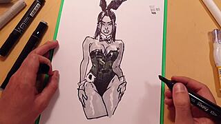 Quick Sketch of Sexy Girl in Latex Outfit