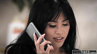 Ember Snow engages in rough sex with various partners, riding and deepthroating in taboo scenarios