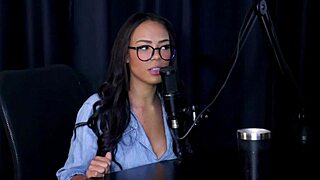 Latina Alice Vasconcelos sensualizes on stripper, showing big tits after admitting she turns bisexual when filling ass with drink - sheer red