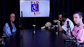 Latina Alice Vasconcelos sensualizes on stripper, showing big tits after admitting she turns bisexual when filling ass with drink - sheer red