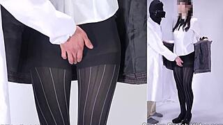 exploring pantyhose fetish under short skirt and stockings