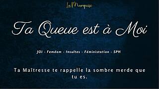 French Femdom Mistress Commands Jerk Off Instructions with Dirty Talk Leading to Orgasm