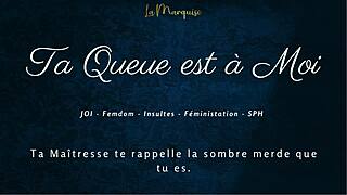 French Femdom Mistress Commands Jerk Off Instructions with Dirty Talk Leading to Orgasm