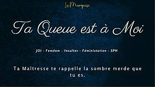 French Femdom Mistress Commands Jerk Off Instructions with Dirty Talk Leading to Orgasm