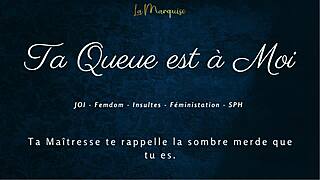 French Femdom Mistress Commands Jerk Off Instructions with Dirty Talk Leading to Orgasm