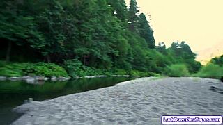 Purple Haired Babe Gets Fucked Outdoors