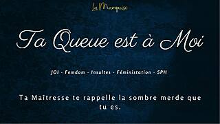 French Femdom Mistress Commands Jerk Off Instructions with Dirty Talk Leading to Orgasm