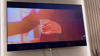 Boldly Sitting on the Rascal's Delicious Cock During Movie Night