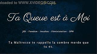 French Femdom Mistress Commands Jerk Off Instructions with Dirty Talk Leading to Orgasm