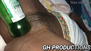 Club bottle play in her pussy and ass