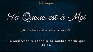 French Femdom Mistress Commands Jerk Off Instructions with Dirty Talk Leading to Orgasm