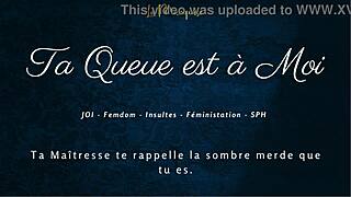 French Femdom Mistress Commands Jerk Off Instructions with Dirty Talk Leading to Orgasm