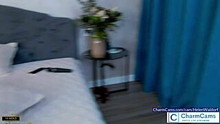 Hot step sister helenwaldorf role plays in bed with black thong and elegant bra