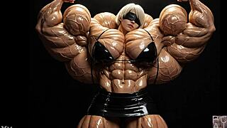 2B Grows Into Muscular Giantess