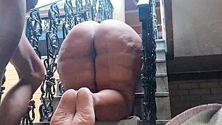 Fucking neighbor on stairs