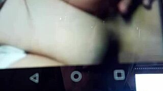 my wife gives me a hot handjob show while i spy