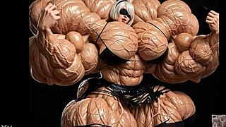 2B Grows Into Muscular Giantess