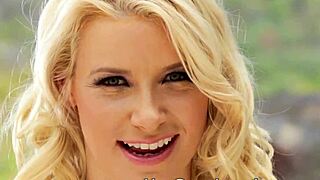 blonde toys newbie's ass in outdoor lesbian session